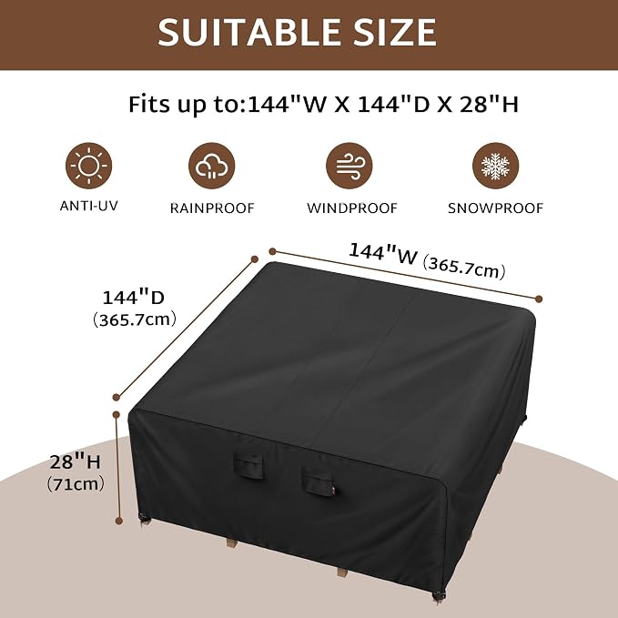 iBirdie Outdoor Patio Furniture Set Covers 144 x 144 inch Waterproof - Image 2