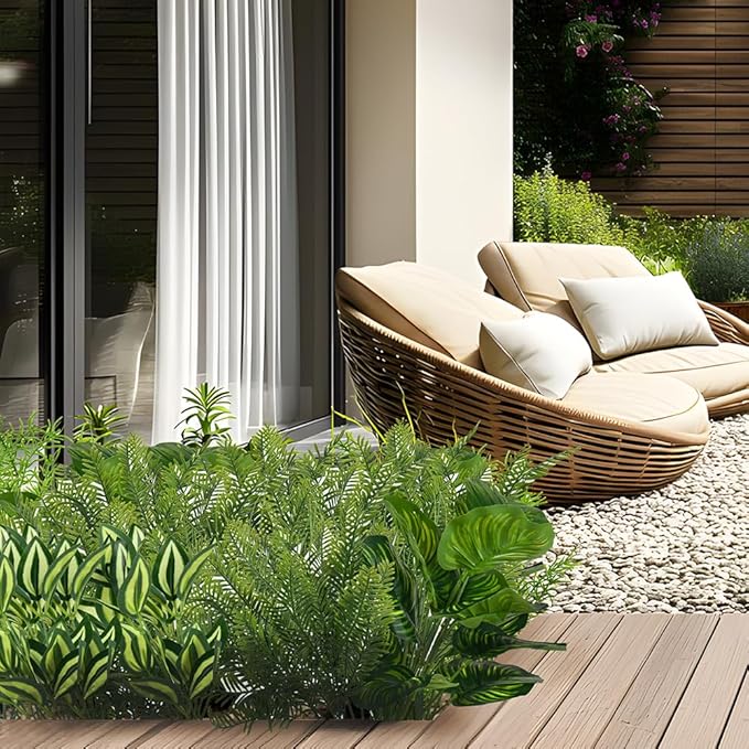 15Pcs Outdoor Artificial Plants UV Resistant Fake Plastic Greenery Spring Grass - Image 5