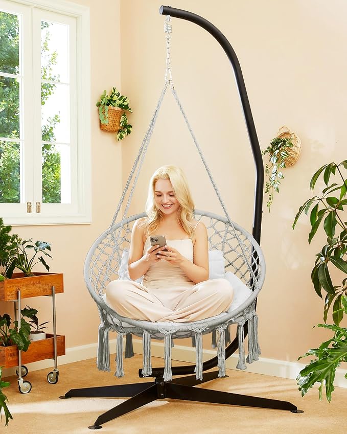 Greenstell Hammock Chair, Macrame Swing Chair - Image 7
