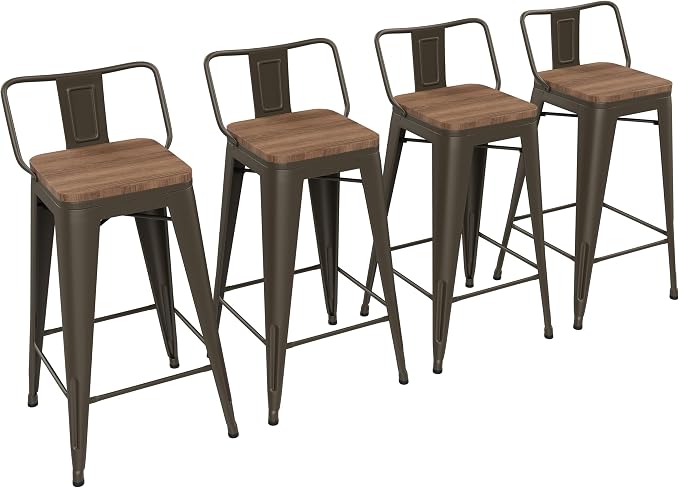 Yongchuang 26 inch Bar Stools Set of 4 Industrial Kitchen Counter Height by YongchuangInternational