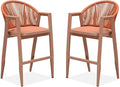 PURPLE LEAF Outdoor Bar Stools Set of 2 Wicker Bar Stools Woven Bar Height by PURPLELEAF