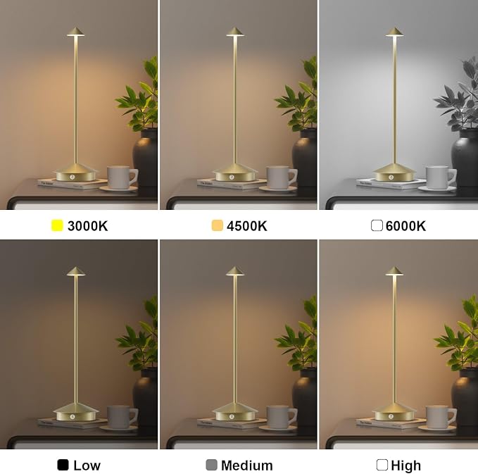 2-Pack 6000mAh Rechargeable Led Table Lamp Cordless, 3000K-6000K Stepless - Image 2