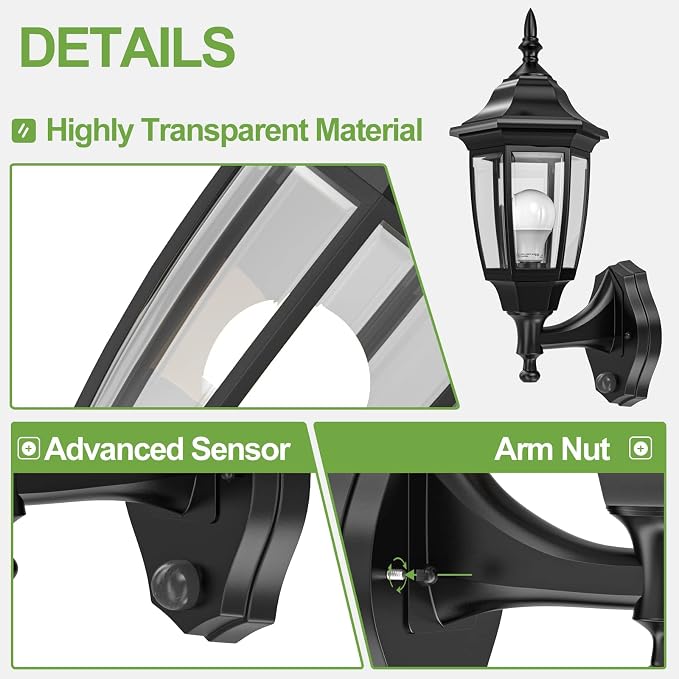 EMART Dusk to Dawn Plastic Outdoor Wall Light Fixtures - Image 6