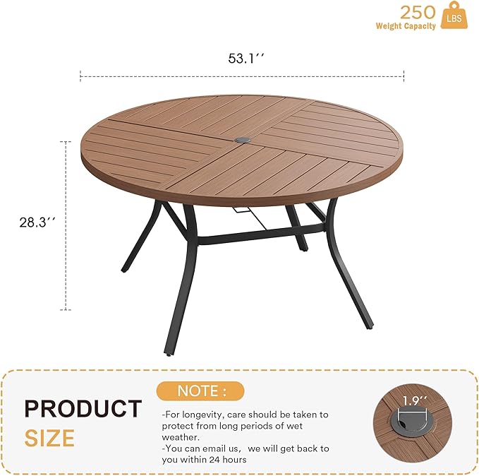 VICLLAX Round Patio Table with Adjustable Umbrella Hole - Image 3