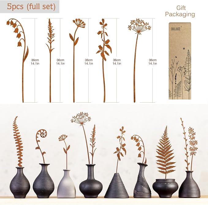 Metal Flowers for Outside, Decorative Garden Stakes, Flower Bed Decor Plant - Image 6