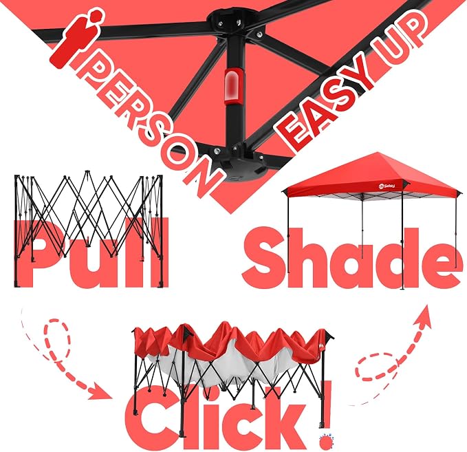 Sekey 10x10 Instant Pop Up Canopy – One Push Setup Easy Up Gazebo; 99% UV - Image 2