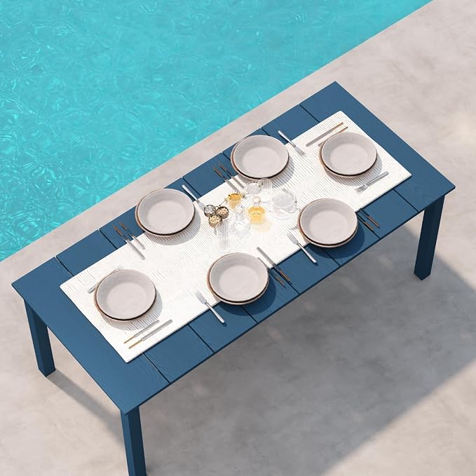 9-Piece Outdoor Dining Set for 8, 75.2" HDPE Table - Image 8