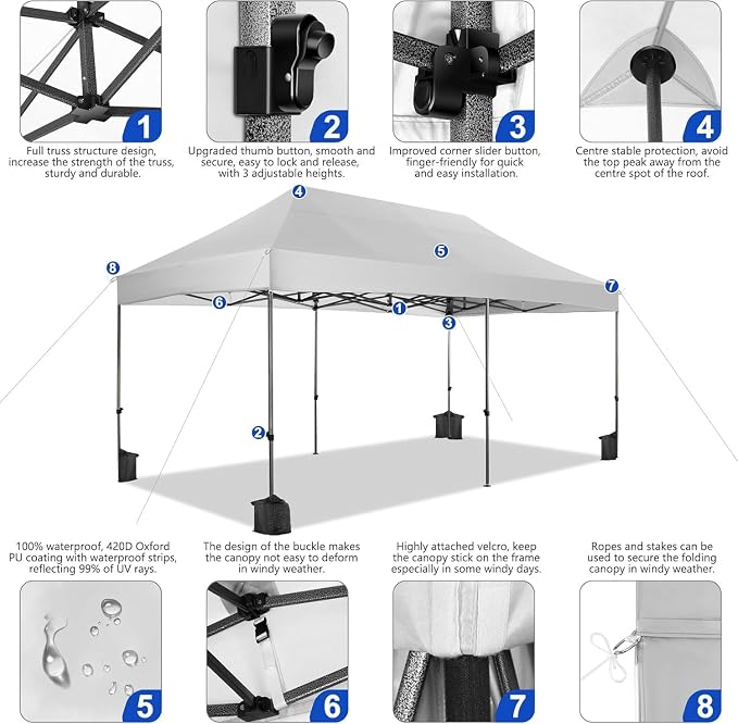 COBIZI 10x20 Heavy Duty Pop up Canopy Tent - Image 2