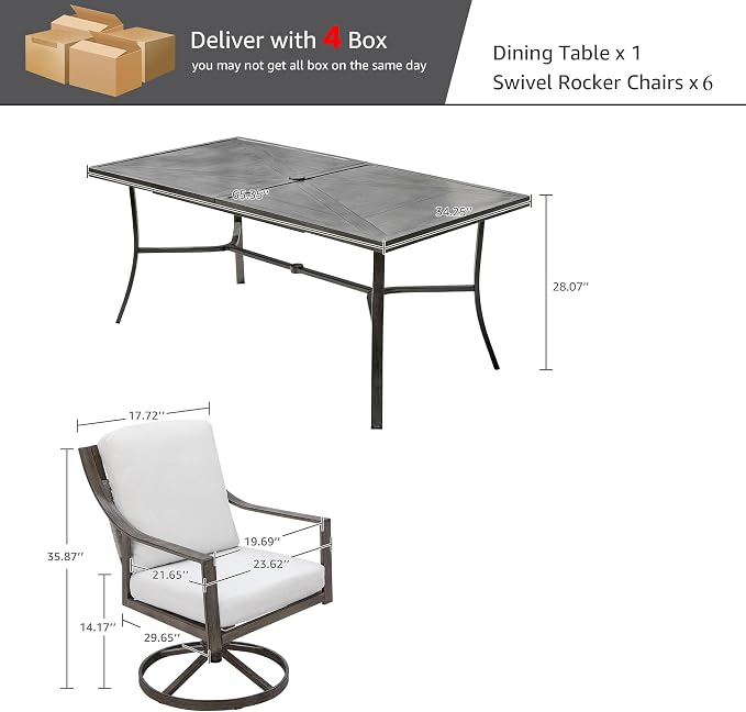 NATURAL EXPRESSIONS 7 Piece Patio Dining Table Outdoor Furniture Set - Image 7