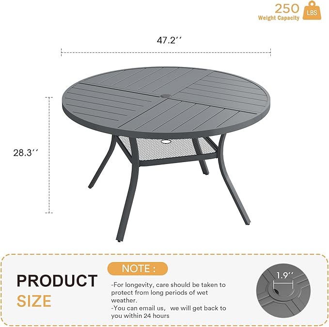 VICLLAX Round Patio Table with Adjustable Umbrella Hole - Image 3