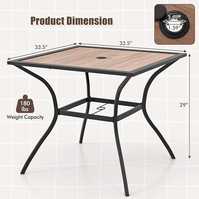 Tangkula Metal Square Patio Dining Table - Image 3