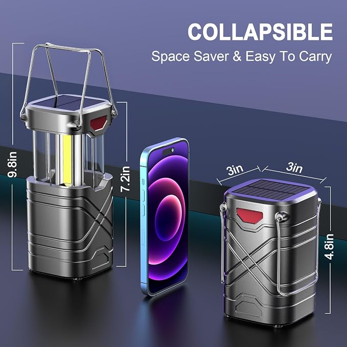 LETMY 4 Pack Camping Lantern, Rechargeable LED Lanterns, Solar Lantern Battery - Image 4