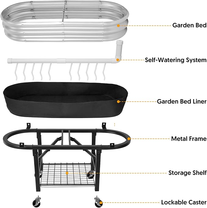 Raised Garden Bed with Legs and Heavy Duty Wheels, Self-Watering Planter Box - Image 6