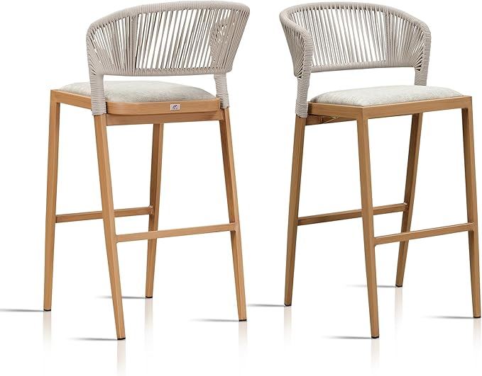 PURPLE LEAF Set of 2 Bar Stools Outdoor Barstools by PURPLELEAF