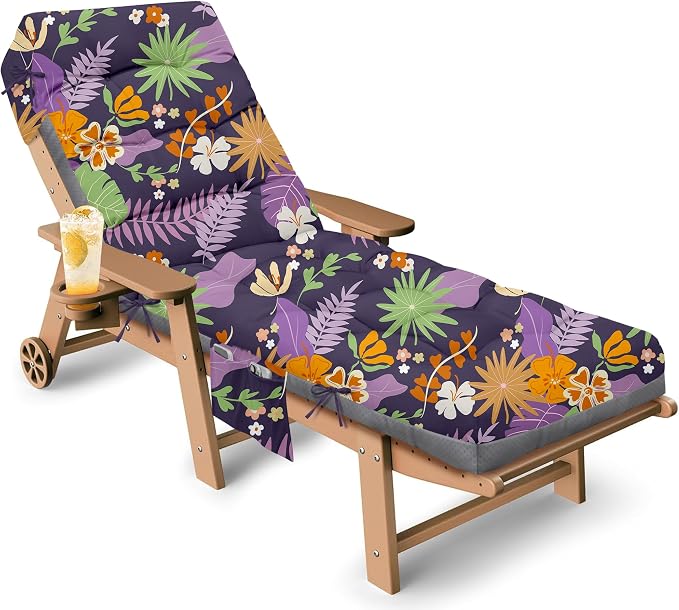 Outdoor Chaise Lounge Chair Cushion, Non-Slip Patio Lounge Chair Cushions by Tycdiose