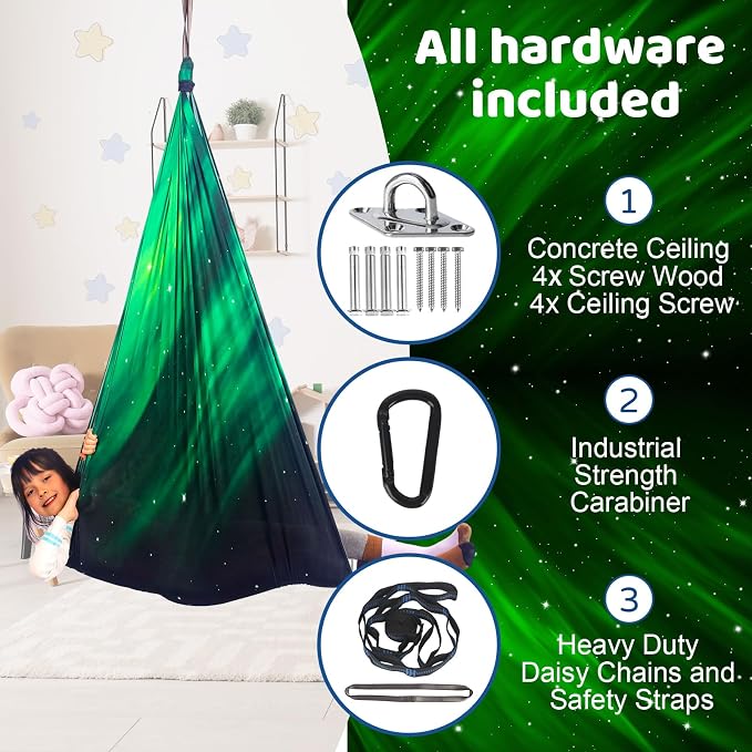 Sensory Swing for Kids Indoor and Outdoor Therapy Cuddle Swing Snuggle Hammock - Image 5