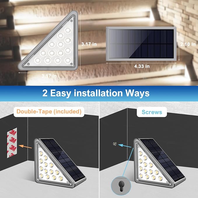 Grey Solar Step Light Outdoor Stair Lights, Deck Lights Outdoor Powered IP65 - Image 8