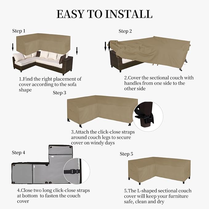 Easy-Going Patio L-Shaped Sectional Sofa Cover - Image 7