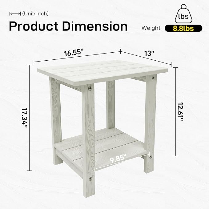 Melucivi Weather Resistant Outdoor Side Table, Double Small Adirondack Side - Image 3