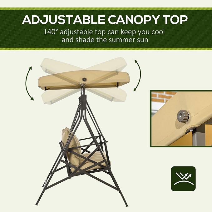 Outsunny 3-Seat Patio Swing Chair, Porch Swing Glider - Image 4