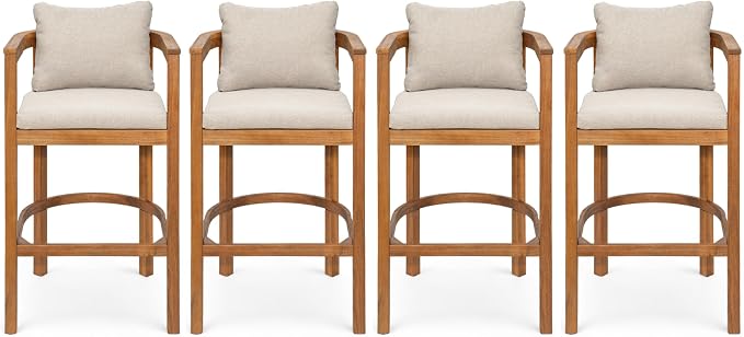 Christopher Knight Home Kuart Acacia Wood Outdoor Bar Stool Set of 4 - Image 3