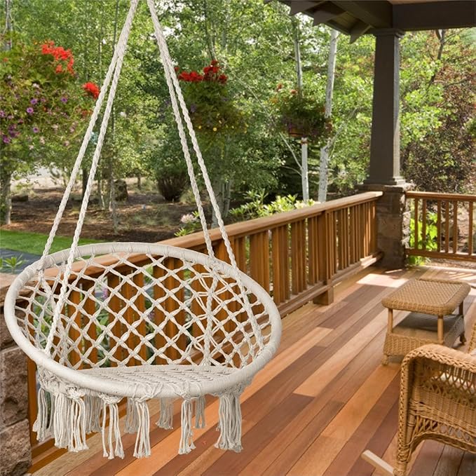 Sonyabecca LED Macrame Hammock Hanging Swinging Chair, Indoor/Outdoor Hanging - Image 6