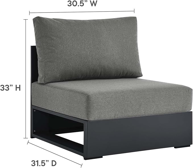Modway Tahoe Aluminum 4-Piece Outdoor Patio Furniture Gray Charcoal, Modular - Image 6