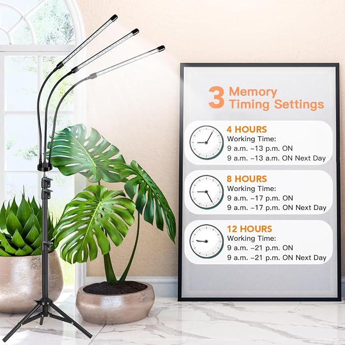 GHodec Grow Light with Stand, 60 LED 5500K Full Spectrum Floor Plant Light - Image 2