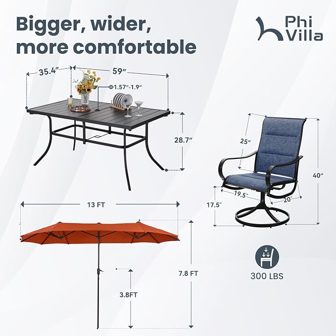 PHI VILLA 8 Piece Patio Dining Set - Image 8