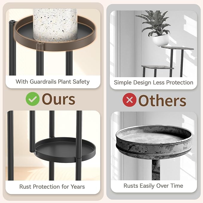 LASZOLA Black 3 Tier Plant Stand Indoor Heavy Duty Metal Planter Flower Holder - Image 5