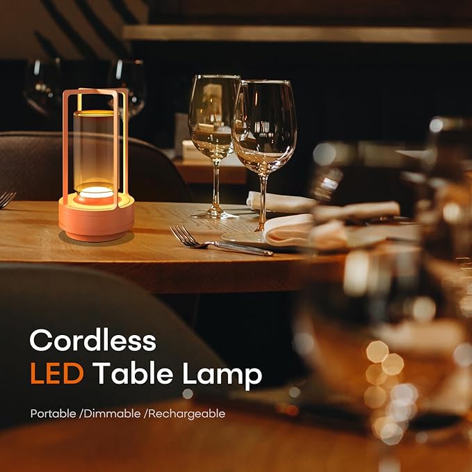 Portable Metal Table Lamp for Indoor/Outdoor, Rechargeable Cordless LED Lamp - Image 2