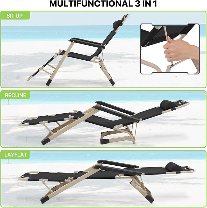 Magshion Folding Patio Chairs Set of 2, Outdoor Lounge Chair - Image 5