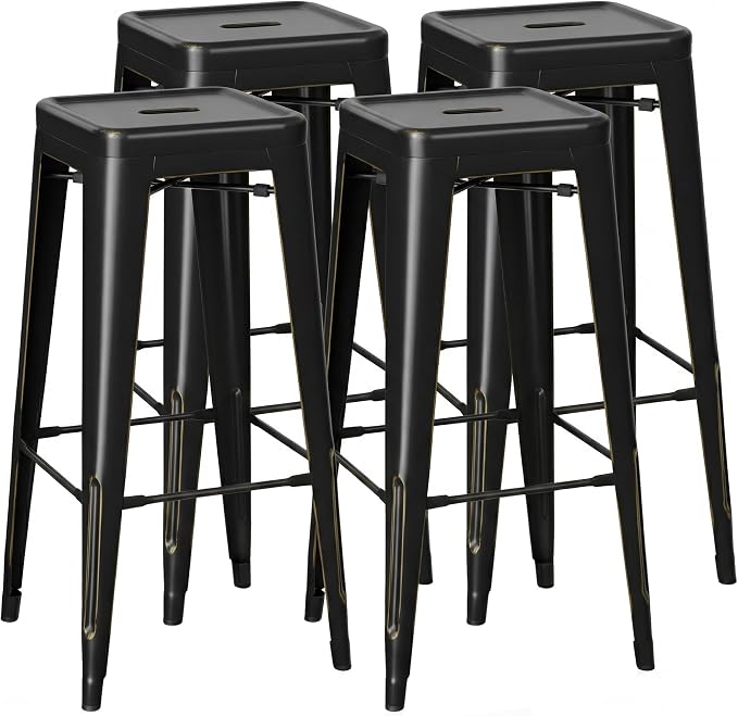 Shahoo 30 Inches Metal Bar Stools Counter Height Stackable Backless Stools by BuynowfromShahoo