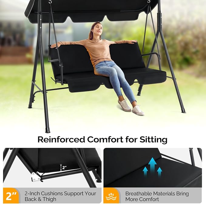 VINGLI 550 LBS Outdoor Porch Swing - Image 2