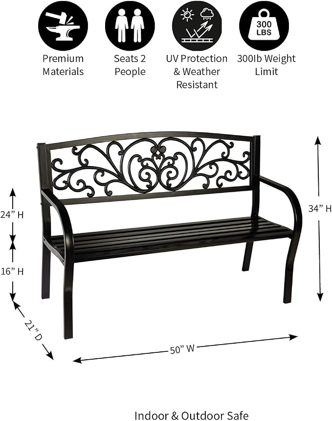Evergreen Garden Weatherproof Outdoor Bench Blooming Garden | Holds Up to 300 - Image 3