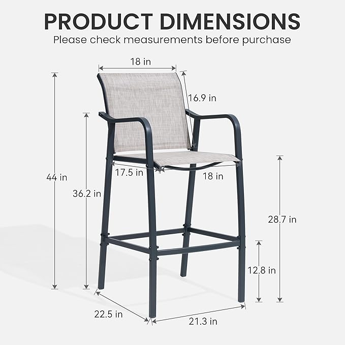 Crestlive Outdoor Bar Stools Set of 2, 500 lb Capacity Metal Patio Bar Chairs - Image 3