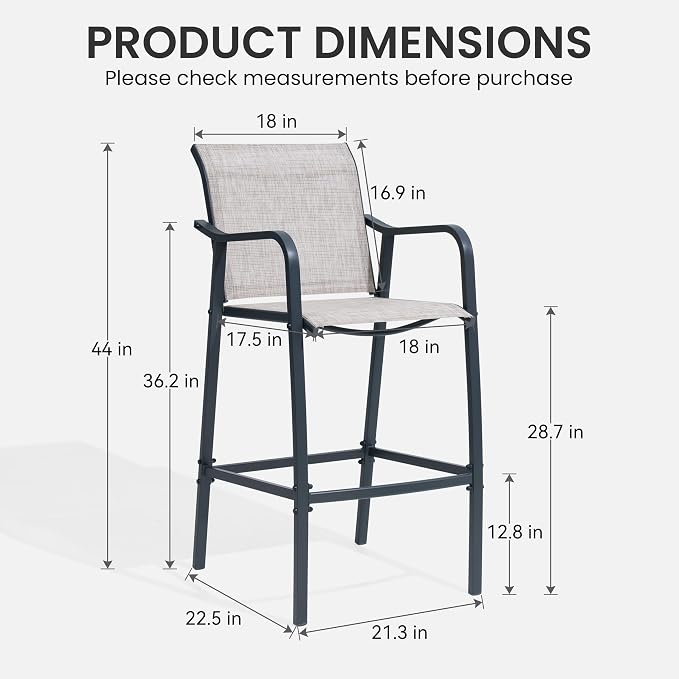 Crestlive Products Outdoor Bar Stools Set of 2, Bar Height Patio Chairs - Image 2