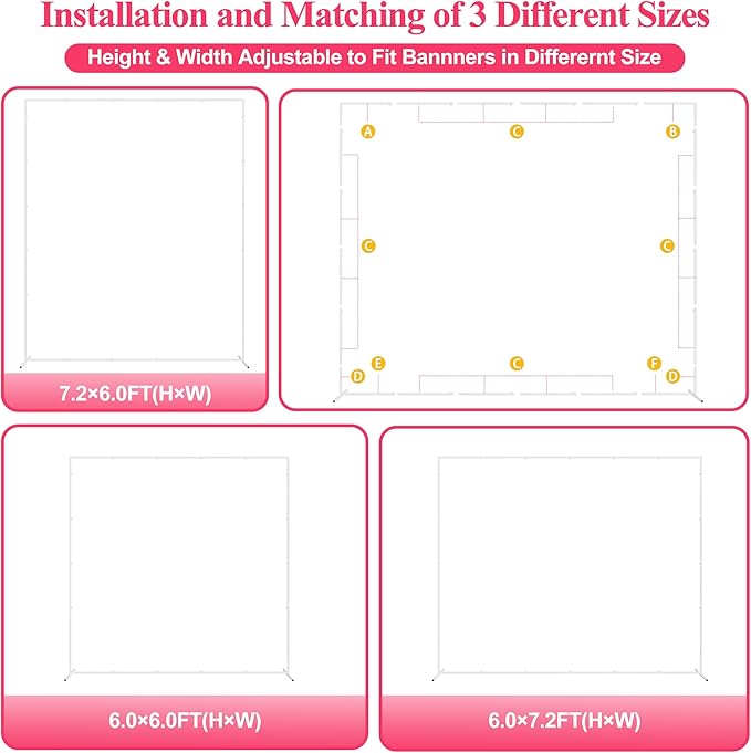 Wokceer Wedding Arch Backdrop Stand Square 7.2 x 6 FT Wedding Arches - Image 3
