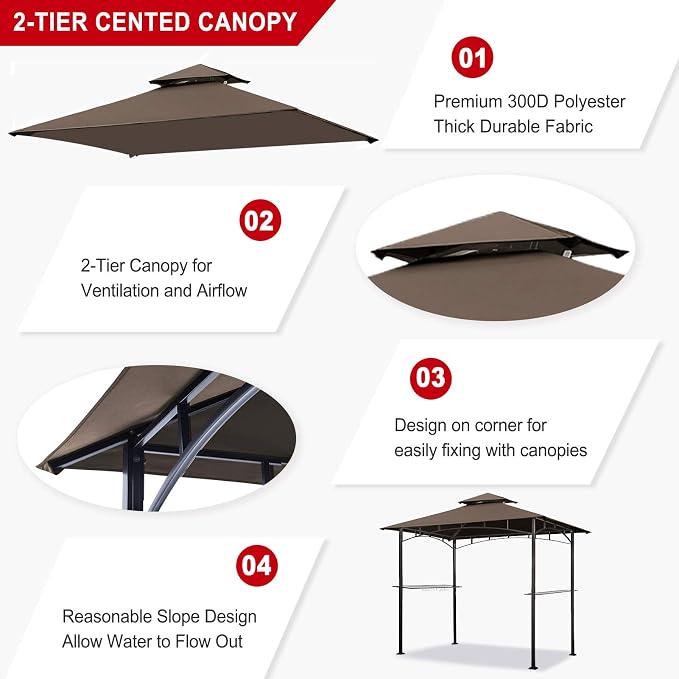 Eurmax USA High Performance Grill Gazebo Canopy Replacement Cover 5x8 BBQ - Image 3
