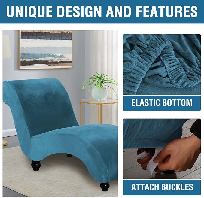 H.VERSAILTEX Chaise Lounge Cover Indoor Velvet Chaise Slipcover High Stretch - Image 4