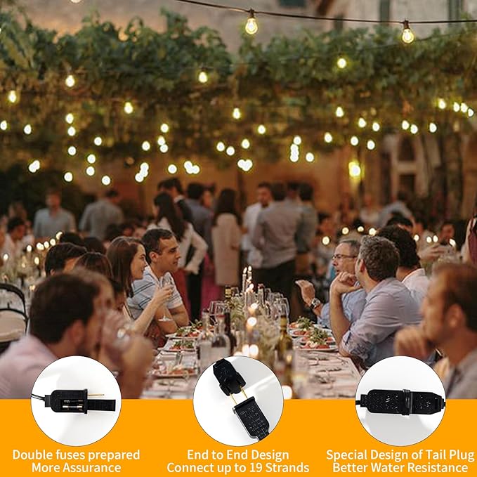 40FT LED Outdoor String Lights Waterproof, G40 LED Globe Outdoor Lighting - Image 7