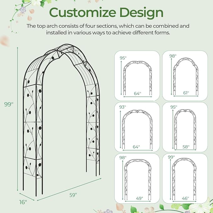IRONMAX Garden Arch, Heavy Duty Galvanized Steel Arbor w/ 7 Sizes & Metal - Image 5
