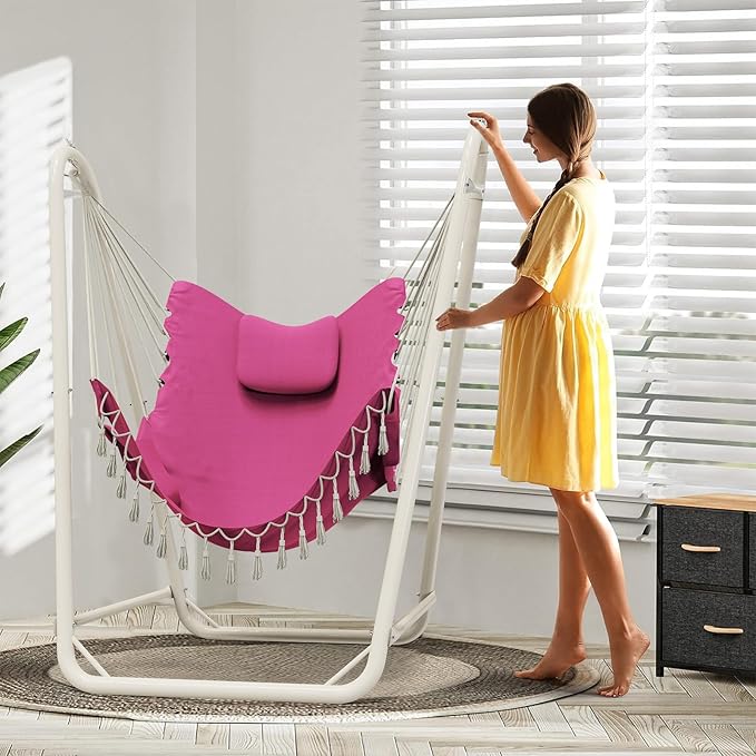 Hammock Chair with Stand, Heavy-Duty Hanging Chair with Stand, - Image 5