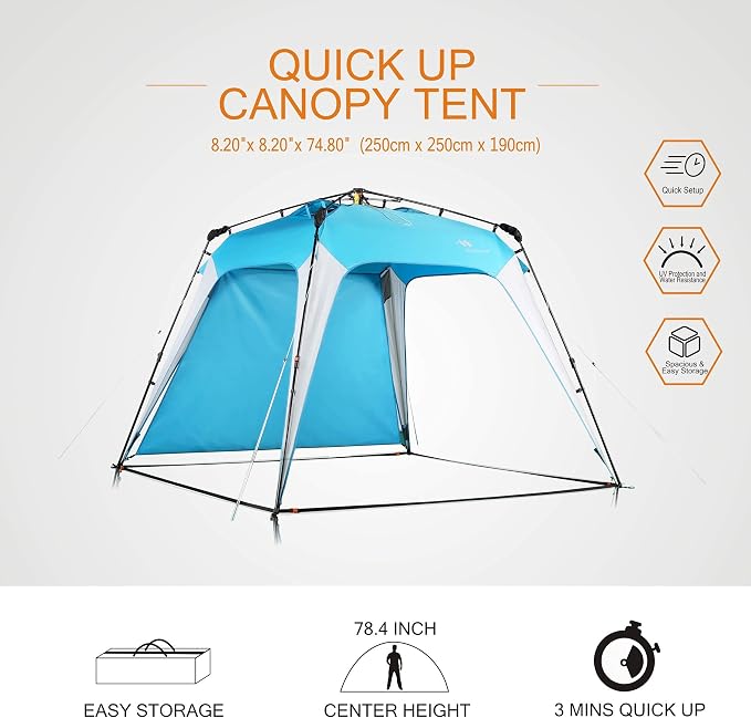 8.2'x8.2' Instant Pop Up Canopy, Easy Setup Portable Canopy - Image 7
