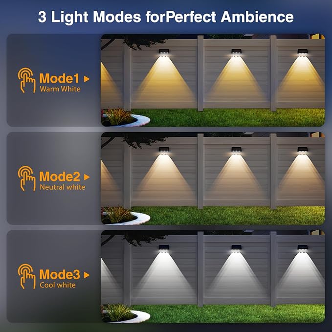 Onforu Solar Fence Lights, 12 Pack Solar Lights Outdoor, 3 Modes - Image 4
