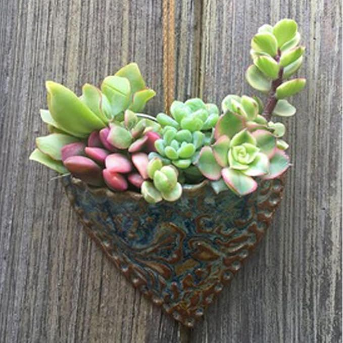 Retro Heart Shaped Plant Pots, Indoor Vertical Wall Hanging Garden Small Plant - Image 3