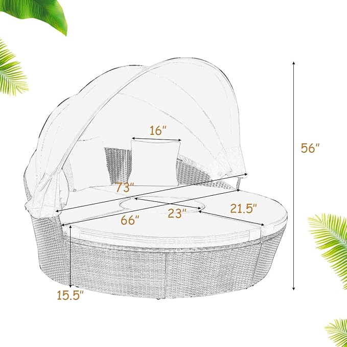 Tangkula Patio Round Daybed - Image 5
