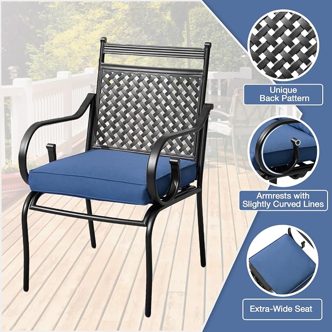 MELLCOM 5 Pcs Patio Dining Set, Outdoor Table and Chairs - Image 3