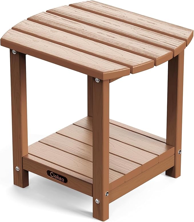 Ciokea Adirondack Outdoor Side Table, 2-Tier Sturdy Patio End Table Weather by CIOKEA
