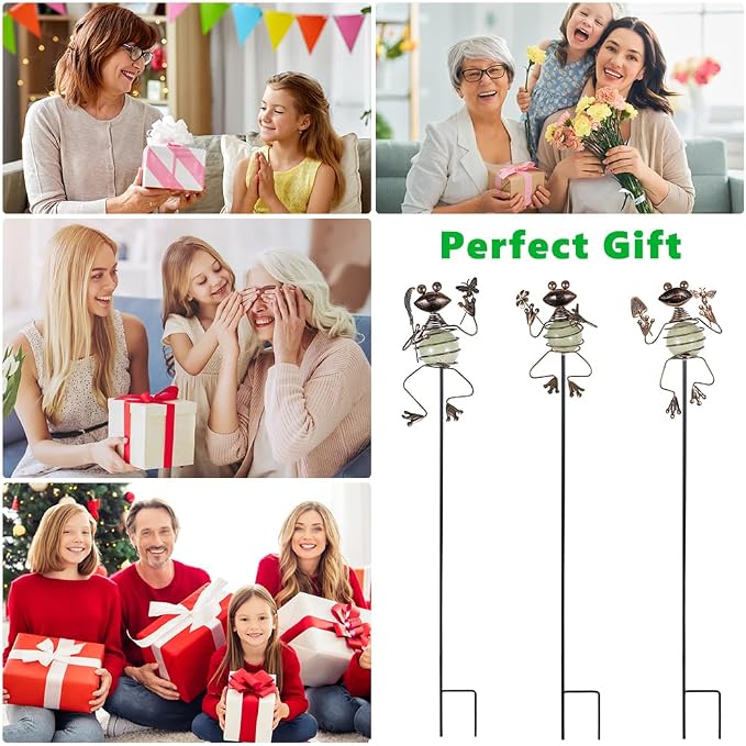 3 Pack Decorative Garden Stakes, Frog Waterproof Metal Spring Decor, Outdoor - Image 8